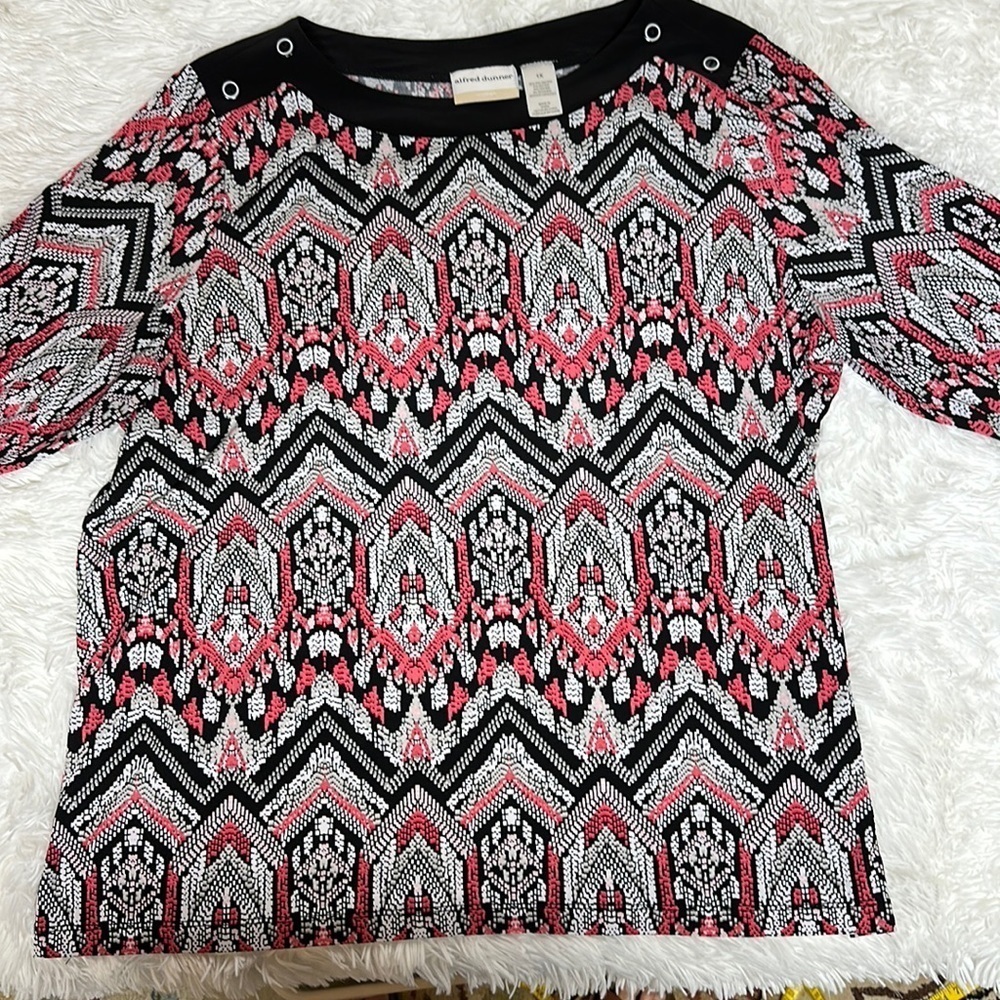 Alfred Dunner 3/4 Sleeve Pullover Top